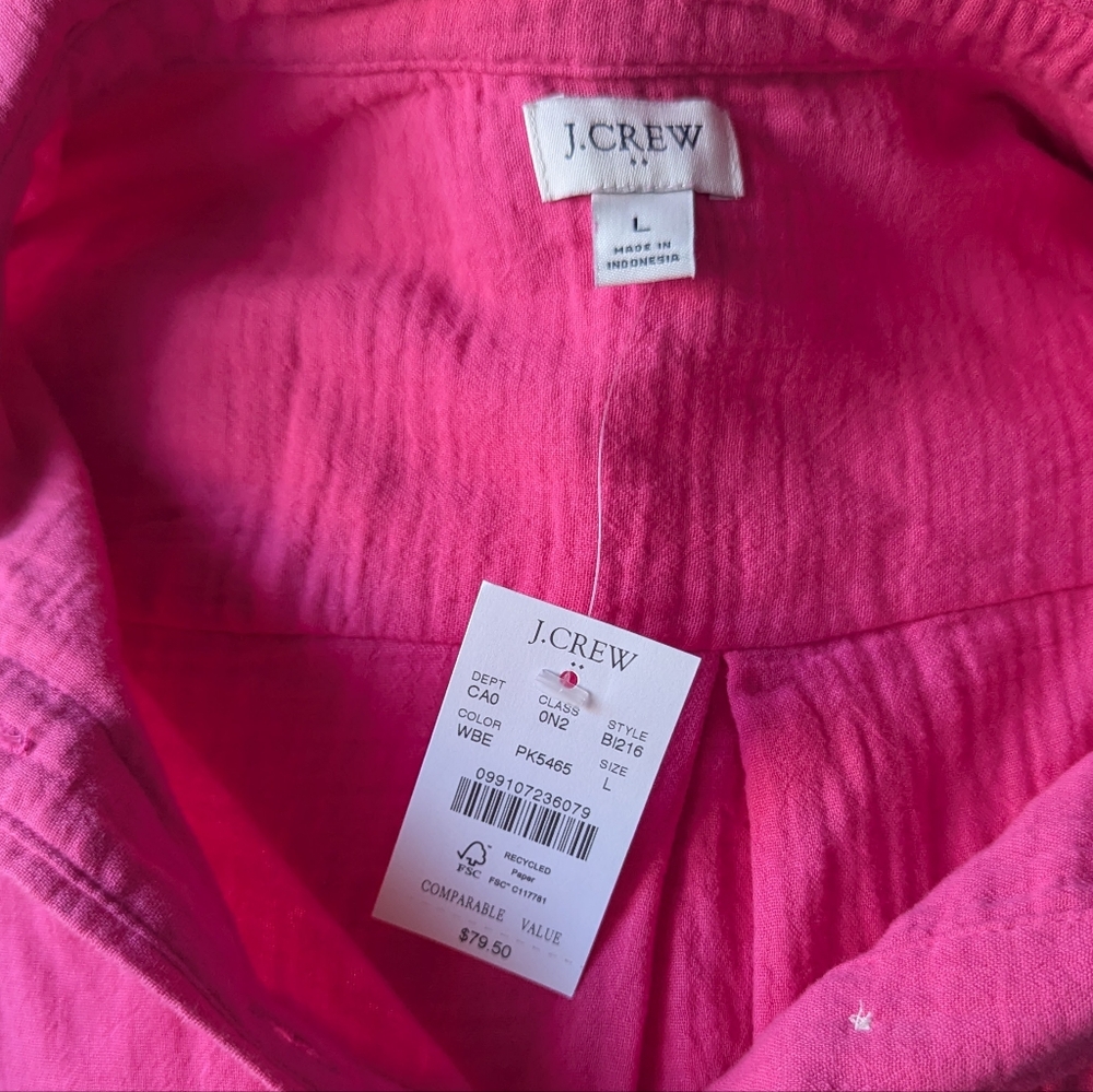 JCrew Factory Gauze Button-up Shirt Pink NWT L - Picture 4 of 4